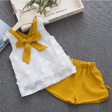 Load image into Gallery viewer, 1-4Y 2019 Hot Summer New Girls' Clothing Sets Kids Bay clothes Toddler Chiffon bowknot coat+Pants Baby Girl Clothes
