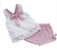 Load image into Gallery viewer, 1-4Y 2019 Hot Summer New Girls' Clothing Sets Kids Bay clothes Toddler Chiffon bowknot coat+Pants Baby Girl Clothes