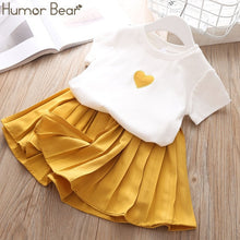 Load image into Gallery viewer, Humor Bear Baby Girl Clothes 2019 Hot Summer New Girls' Clothing Sets Kids Bay clothes Toddler Chiffon bowknot coat+Pants 1-4Y