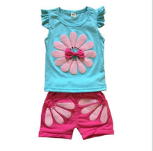 Load image into Gallery viewer, Baby Girl Clothes 2019 Hot Summer New Girls' Clothing Cartoon Ruffles Sleeveless O-Neck Outfits T shirt Tops Shorts Clothes Set