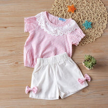 Load image into Gallery viewer, 1-4Y 2019 Hot Summer New Girls' Clothing Sets Kids Bay clothes Toddler Chiffon bowknot coat+Pants Baby Girl Clothes