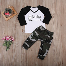 Load image into Gallery viewer, Baby Boy Clothes Sets Little Man T-Shirts Camouflage Pants 2pcs Toddle Clothing Outfit Sets Newborn Boys'S Set Roupa Infantil