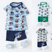 Load image into Gallery viewer, Perimedes vetement enfant fille in Boys' Clothing Baby Kids Boys Girls Short Sleeve Letter Cartoon Print Tops Shorts Outfits Set