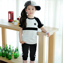 Load image into Gallery viewer, Girls' Sports Set 2018 New Summer Baby Girls Clothing Children's Short Sleeve Cotton Casual Two-piece Sportswear For Kids Suit