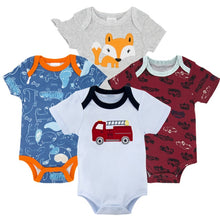 Load image into Gallery viewer, Honeyzone Baby Girl Clothing Set Summer Short Sleeve Baby Boys' Bodysuits 4Pcs Cotton Cute Cartoon Animals Printing