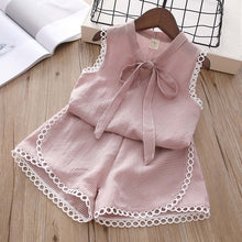 Load image into Gallery viewer, Humor Bear Baby Girl Clothes 2019 Hot Summer New Girls' Clothing Sets Kids Bay clothes Toddler Chiffon bowknot coat+Pants 1-4Y