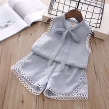 Load image into Gallery viewer, Humor Bear Baby Girl Clothes 2019 Hot Summer New Girls' Clothing Sets Kids Bay clothes Toddler Chiffon bowknot coat+Pants 1-4Y