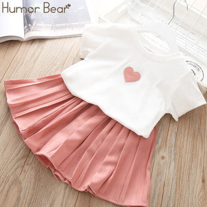 Humor Bear Baby Girl Clothes 2019 Hot Summer New Girls' Clothing Sets Kids Bay clothes Toddler Chiffon bowknot coat+Pants 1-4Y