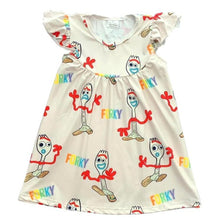 Load image into Gallery viewer, Brand new design baby girls&#39; dresses pearl sleeve in cute forky prints kids wear clothing