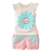 Load image into Gallery viewer, Baby Girl Clothes 2019 Hot Summer New Girls&#39; Clothing Cartoon Ruffles Sleeveless O-Neck Outfits T shirt Tops Shorts Clothes Set