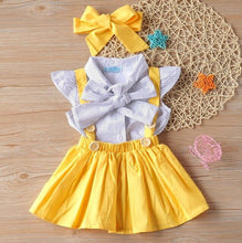 Load image into Gallery viewer, 1-4Y 2019 Hot Summer New Girls&#39; Clothing Sets Kids Bay clothes Toddler Chiffon bowknot coat+Pants Baby Girl Clothes