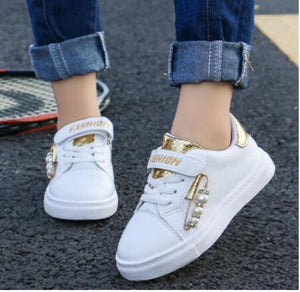 Spring boys sneakers kids shoes girls travel outdoor basket sports shoes children's breathable leather running shoes soft flat