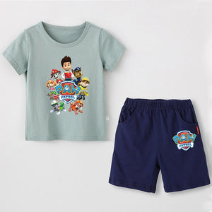 Paw patrol New 2019 Girls' Baby Clothing spring  summer Breathable cotton T-shirt children's short sleeve suit children's wear