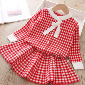 Keelorn Girls Dress Autumn Kids Girl Clothes Long Sleeve Sweater+Leopard Dress Casual 2PCS suits Student Girls' Clothing Sets