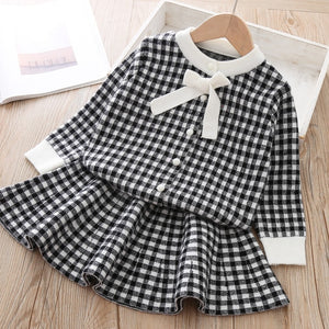 Keelorn Girls Dress Autumn Kids Girl Clothes Long Sleeve Sweater+Leopard Dress Casual 2PCS suits Student Girls' Clothing Sets