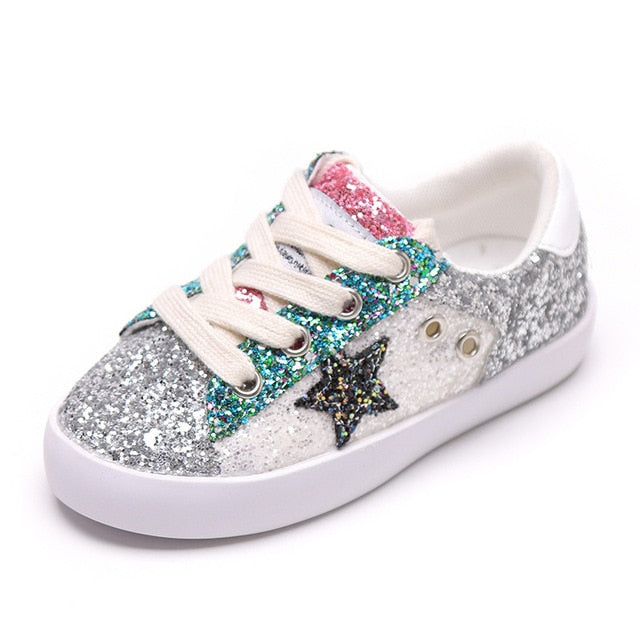 PandaQ Kids Customization Star Boys Sequins Off White Toddler Girls Zapatos Para Sneakers Shoes Autumn Children's tenis infantil