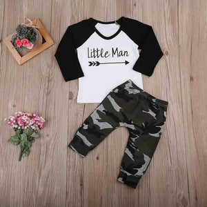 Baby Boy Clothes Sets Little Man T-Shirts Camouflage Pants 2pcs Toddle Clothing Outfit Sets Newborn Boys'S Set Roupa Infantil