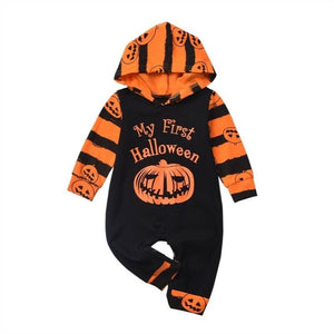 Newborn Baby Boys My First Halloween Pumpkin Long Sleeve Hoodies Romper Clothes Set Infant Baby Kids Boys' Outfit Jumpsuit Set