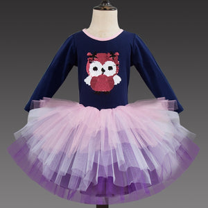 RA114471 European and American Children's Clothing Winter Long Sleeve Children's Princess Dress Printed Cartoon Girls' Dress