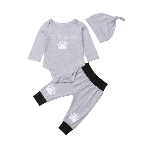 CANIS Toddler Kids Baby Boys' Paw Long Sleeve Print Tops Bodysuit Pants Hat Outfit Clothes Set Autumn Baby Boys Clothing Sets