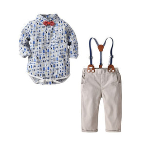 2019 Boys' Cotton Summer Clothing Long-sleeved Car Toy Turn Down Collar Shirt+Pants 2Piece Set Kids Outfits New Style Boys Wear