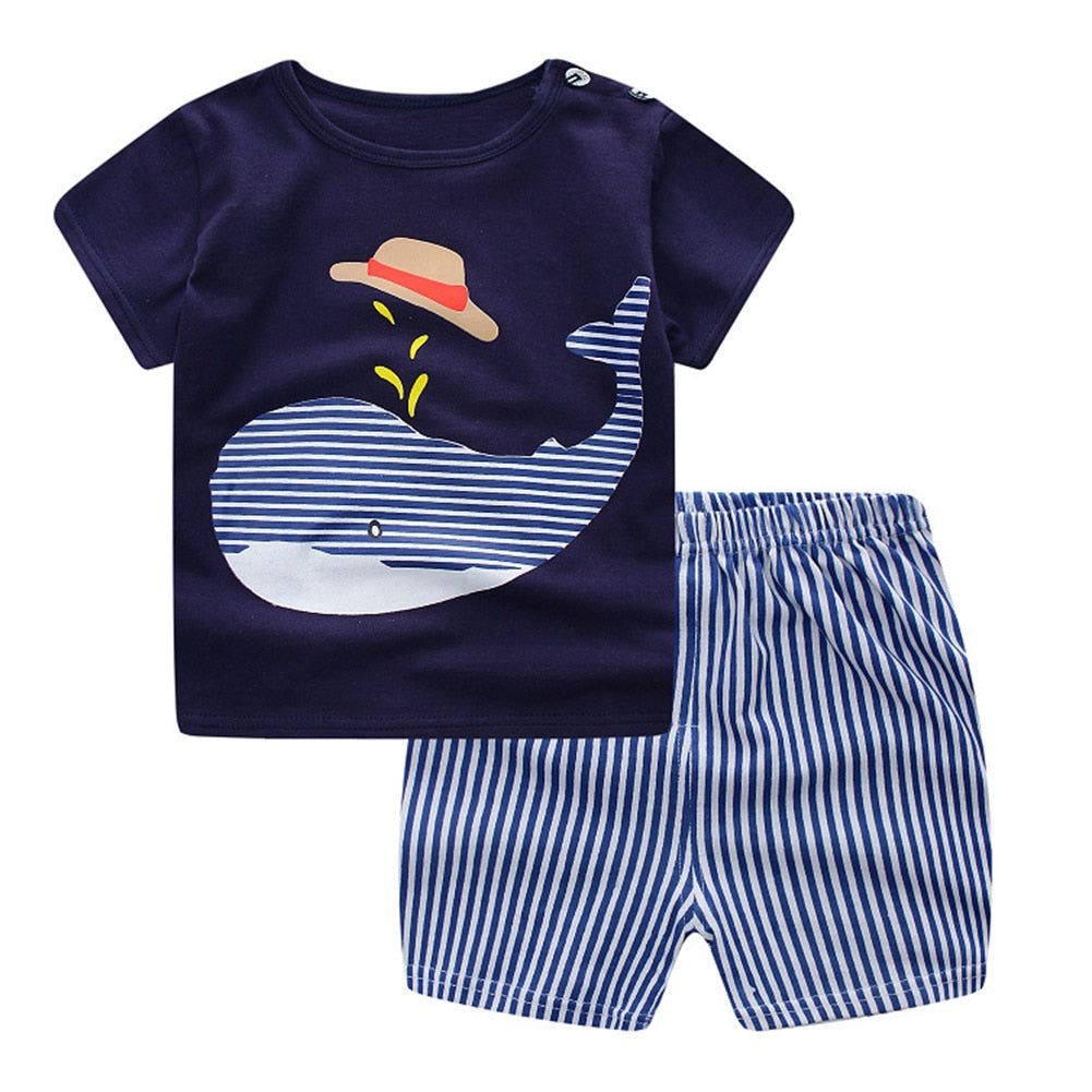 Summer Boys' Soft Clothing Sets Baby Outfits Sets Tops T-shirt Pants Set