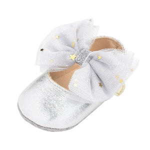 Baby Girl Bling PU Leather Shoes Kid Canvas Moccasins First Walkers Crown Bow Soft Soled Non-slip Footwear Crib Shoes