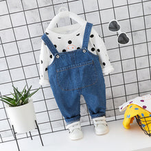 Load image into Gallery viewer, New Baby Girl Roupa Infantil Girls&#39;point Long Sleeve Two-piece Jean Trousers Boys&#39; Autumn Suit Boy Xmas Gift Childrens Clothing