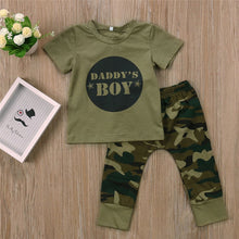 Load image into Gallery viewer, Newborn Baby Boys&#39; Clothes Set Daddy&#39;s Boy Girl Tops T-Shirt+Camouflage Pants Cute Outfits Set Clothing Baby Girls Fashion