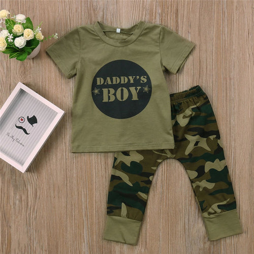 Newborn Baby Boys' Clothes Set Daddy's Boy Girl Tops T-Shirt+Camouflage Pants Cute Outfits Set Clothing Baby Girls Fashion