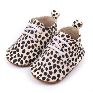 Genuine Leather Baby shoes Leopard print Baby Girls Soft shoes Horse hair Boys First walkers Lace Baby moccasins