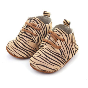 Genuine Leather Baby shoes Leopard print Baby Girls Soft shoes Horse hair Boys First walkers Lace Baby moccasins