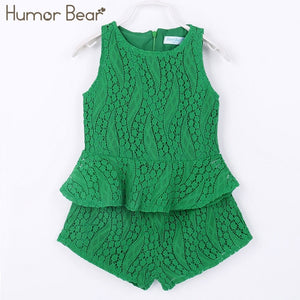 Humor Bear Baby Girl Clothes 2019 Hot Summer New Girls' Clothing Sets Kids Bay clothes Toddler Chiffon bowknot coat+Pants 1-4Y